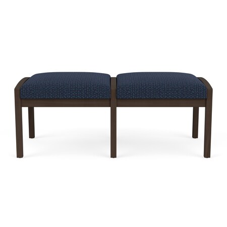 Lesro Lenox Wood 2 Seat Bench Wood Frame, Mocha, RF Blueberry Upholstery LW2001